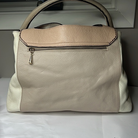 Plinio Visona Beige Peach Stone Pebbled Leather Three Way Bag - Made in Italy - Picture 7 of 16
